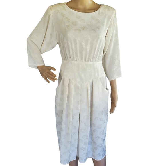 Vintage Charlee Allison Career Secretary Dress Women's M Pockets Shoulder Pads - Picture 5 of 12